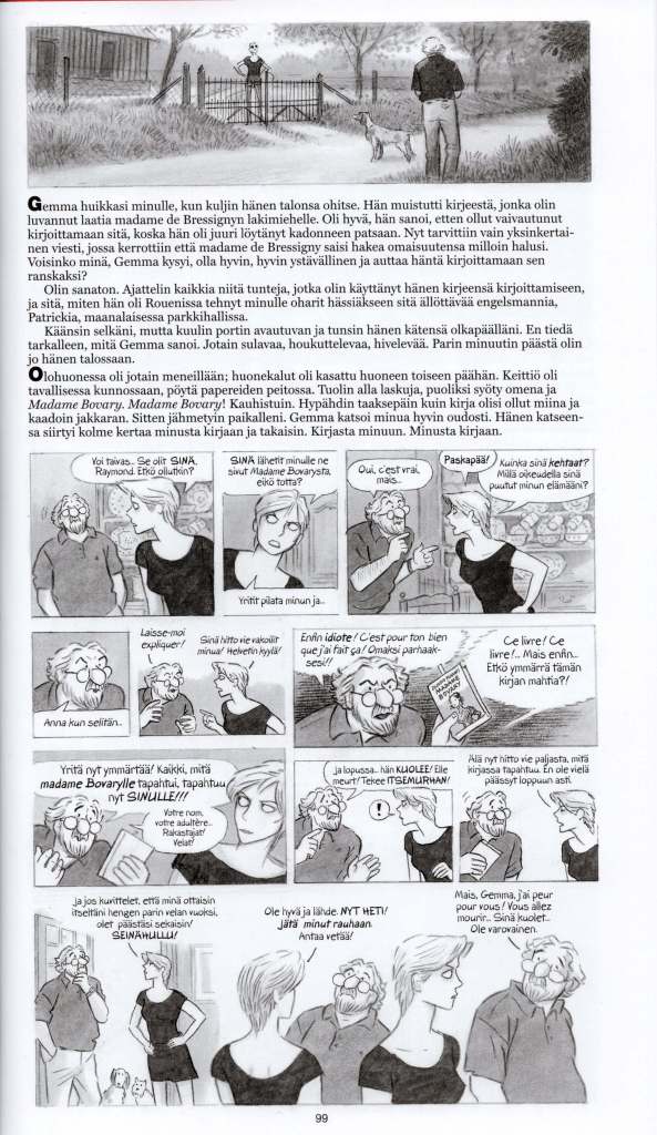 Posy Simmondsin teoksen Gemma Bovery sivu 99